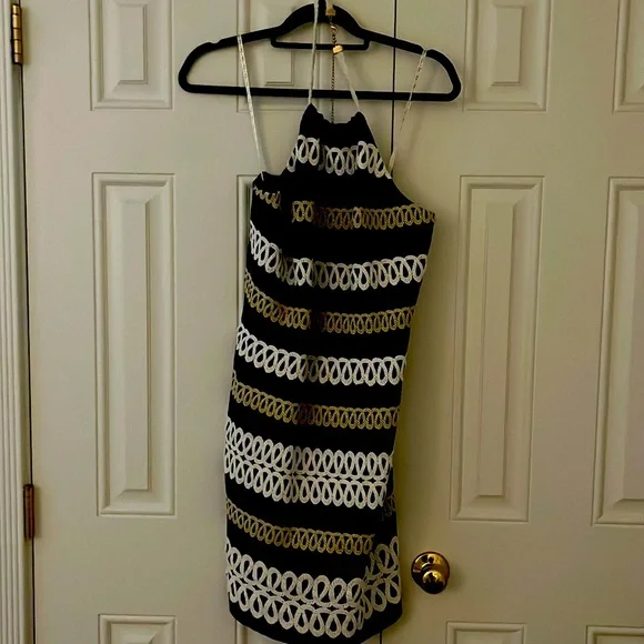 Gorgeous Lilly Navy, White, and Gold Dress - Picture 1 of 7